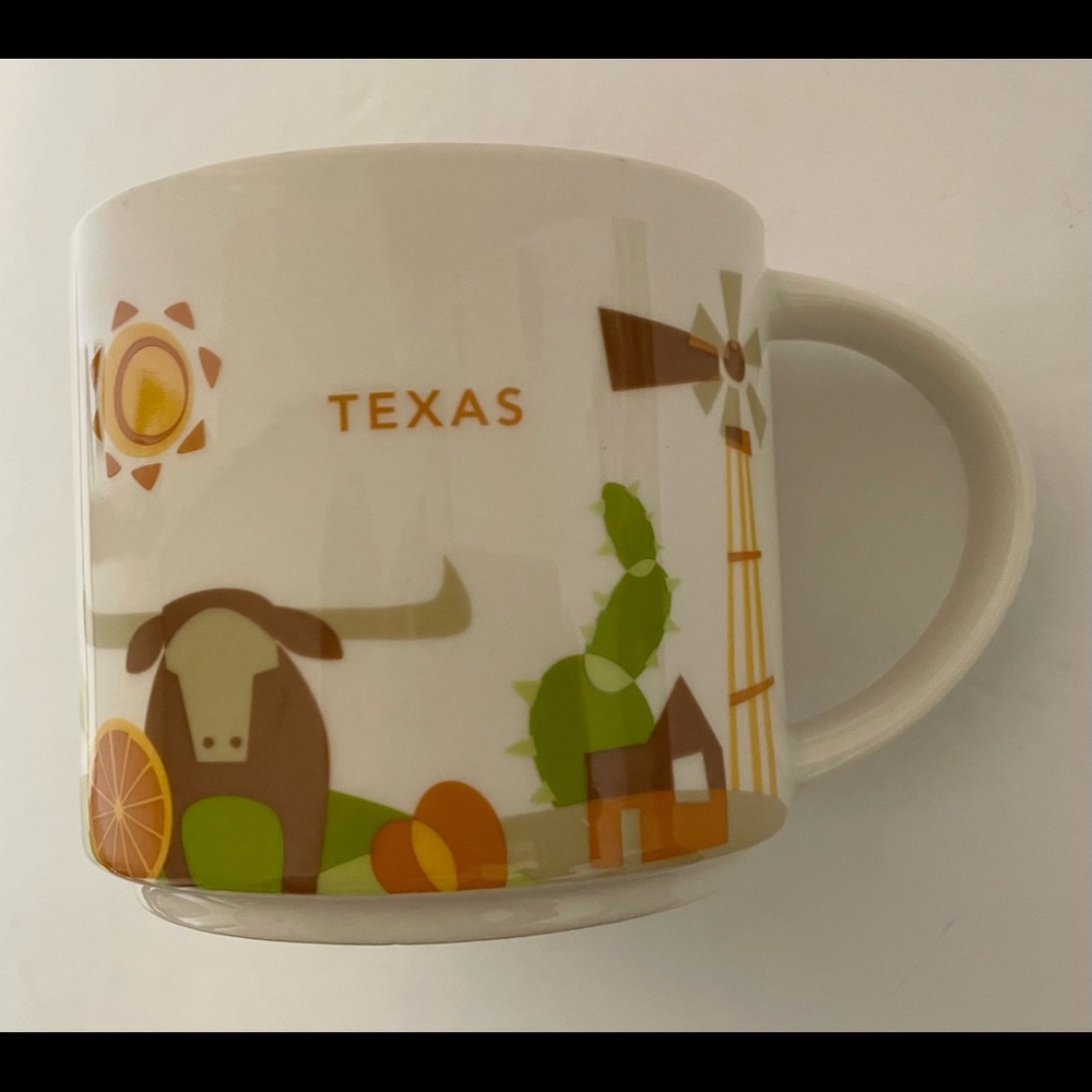 Starbucks Texas You Are Here Collection Coffee Cup 2017 Orange Green Brown 14 oz